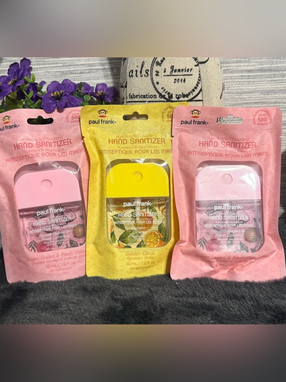 Paul Frank Pocket Hand Sanitizer Trio - Pink & Yellow